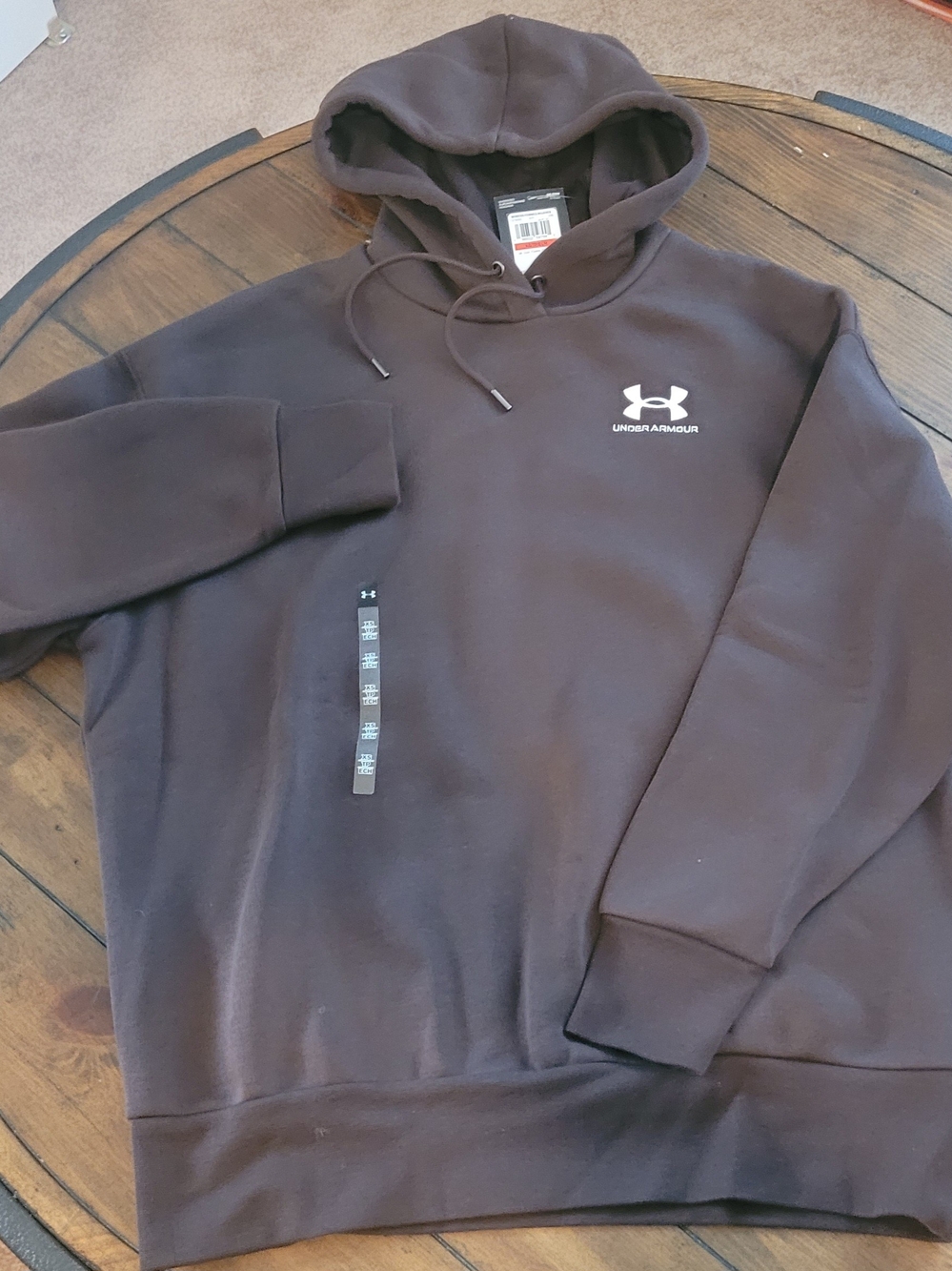 Under Armour Men’s Dark Brown Hooded Sweatshirt with White Logo